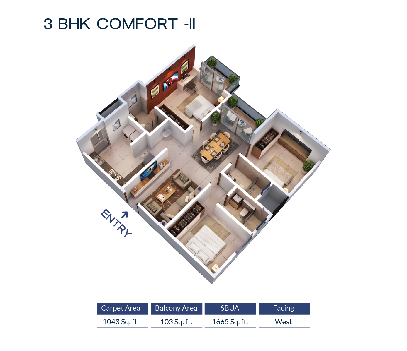 2 BHK Comfort Unit Plan 2